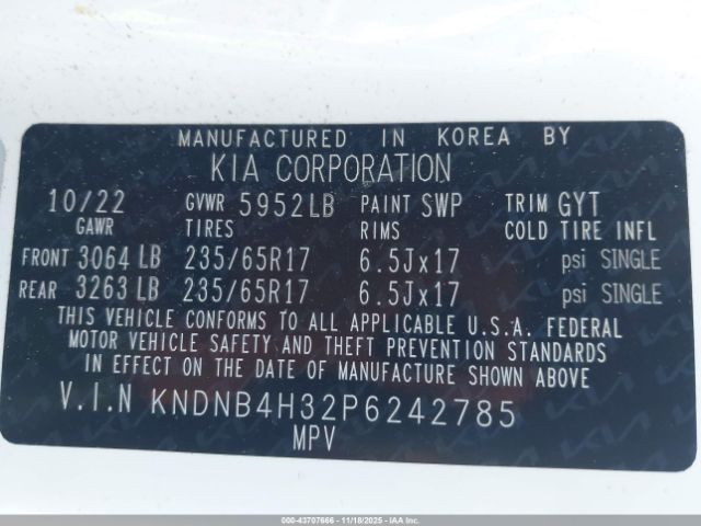 Kia Carnival Lx Seat Package Image 6