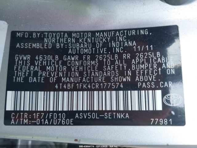 Toyota Camry Le Image 2