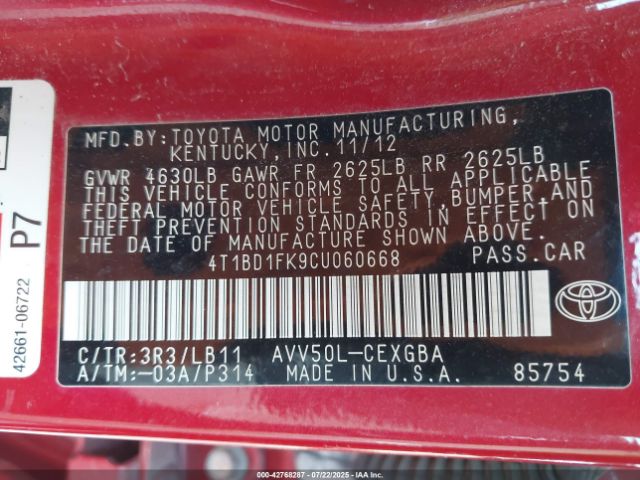 Toyota Camry Xle Image 12